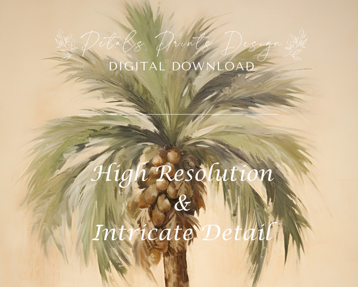 Single Date Palm Tree Neutral Beige Minimalist Botanical Poster - Image 3