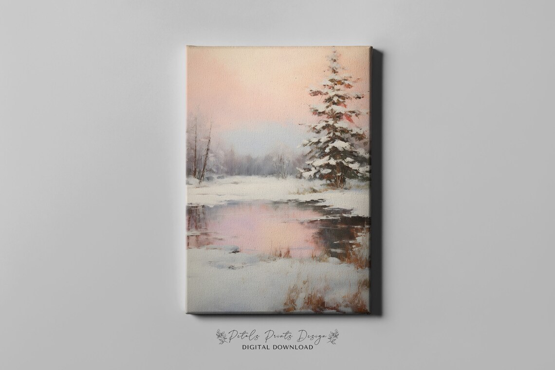 Rustic Winter Landscape Vintage Snowy Countryside Art Print - Image 4