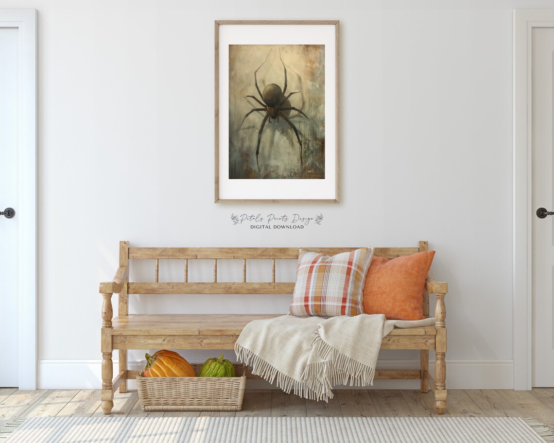 Vintage Spider Halloween Rustic Art Print - Image 3