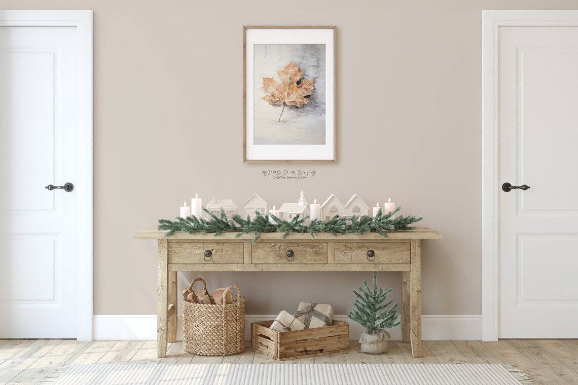 Vintage Christmas Leaf Still Life Art Print - Image 2