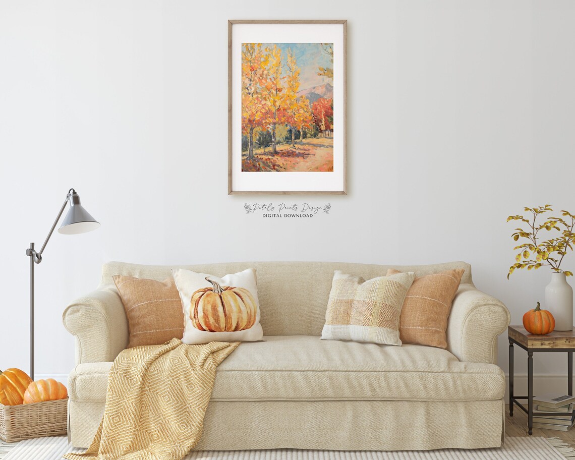 Rustic Fall Landscape, Vintage Autumn Countryside Print - Image 3