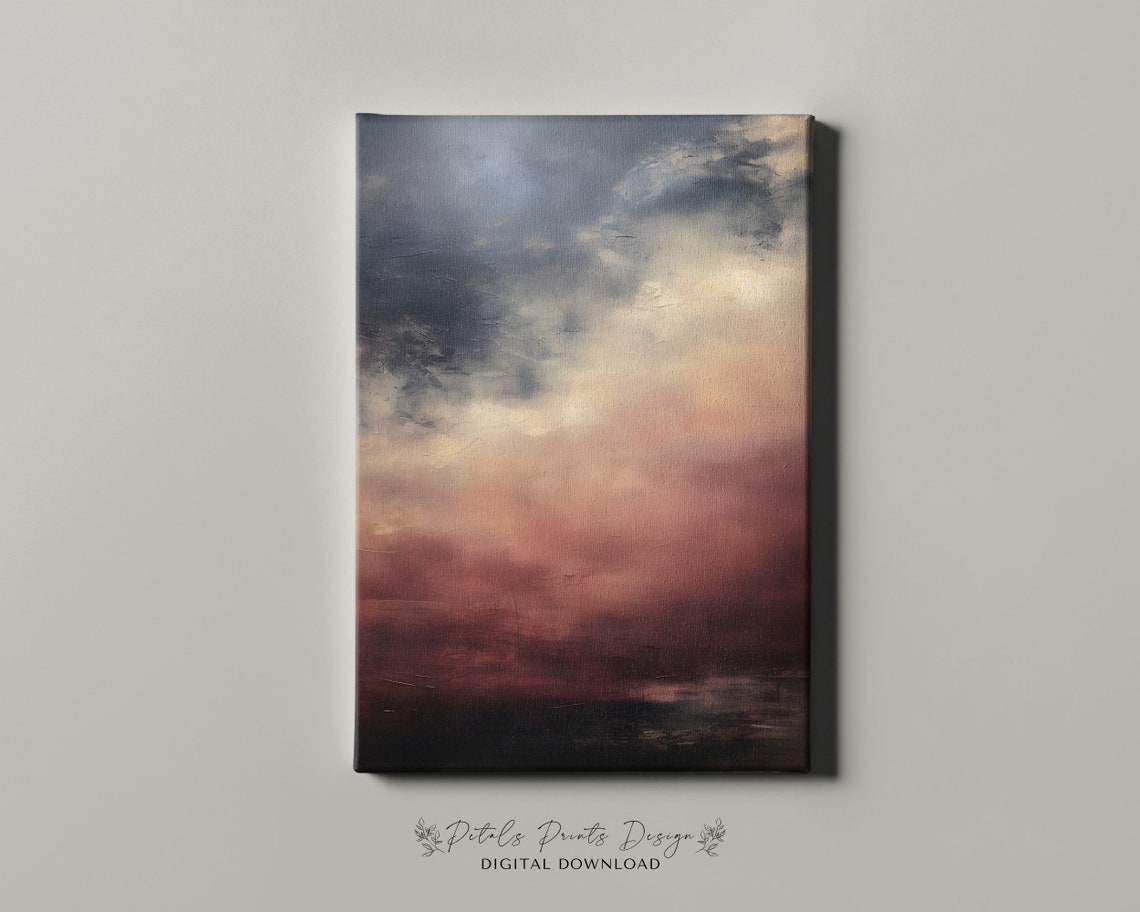 Moody Pink Gray Storm Clouds Abstract Sky Landscape Art Poster - Image 4