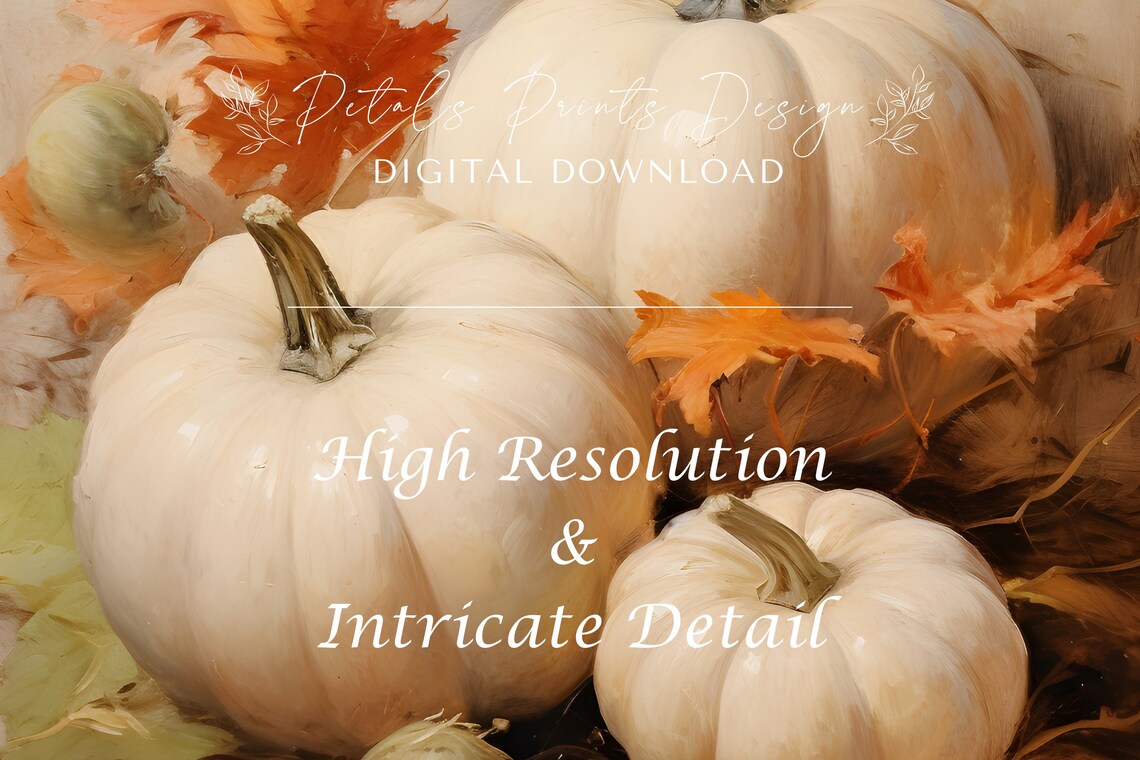 Fall Pumpkin Still Life Painting, Vintage Autumn Print - Image 3