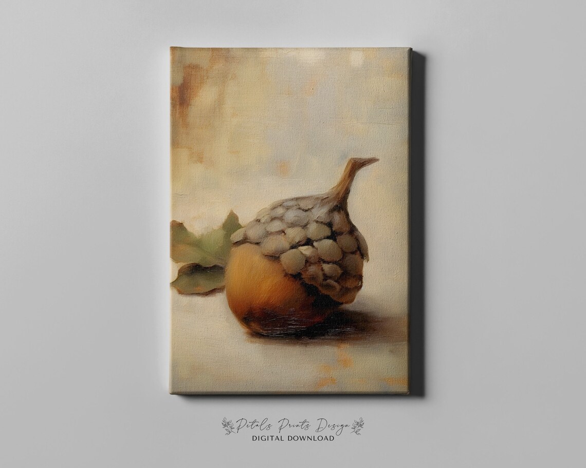 Acorn Still Life Painting, Vintage Autumn Art Print - Image 4