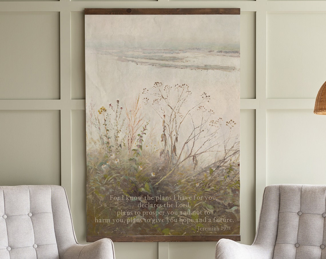 Bible Verse Wall Art Tapestry For I Know The Plans I Have For You Vintage Scripture Wall Art Tapestry Botanical Art Tapestry 168 - Image 3
