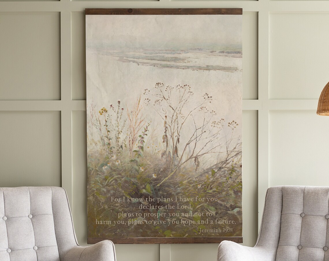 Jeremiah 29:11 Plans to Prosper You Over a Misty Wildflower Scene Poster - Image 3