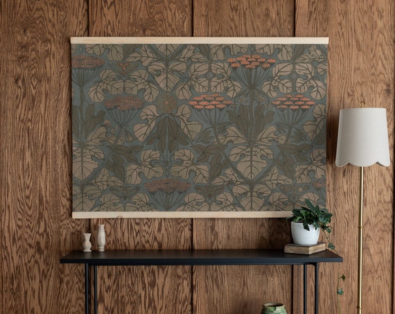 Print Of Botanical Textile Tapestry Large Botanical Tapestry Vintage Textile Art Geometric Wall Art 155