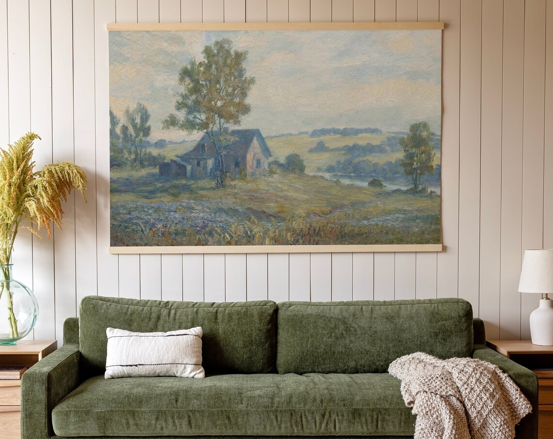 Vintage Impressionist Countryside Barn Scene Landscape Painting Poster