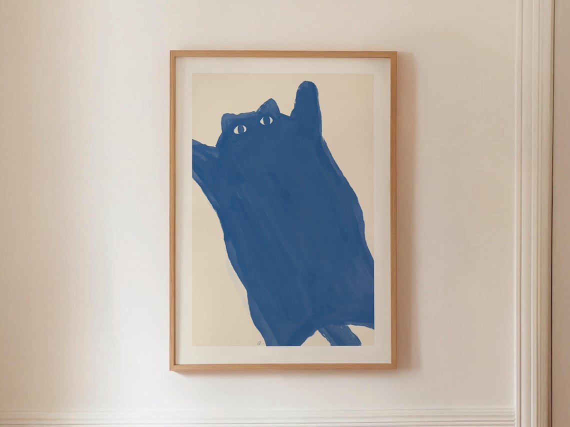 Big Flying Cat Abstract Animal Art Print
