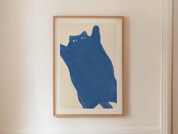 Big Flying Cat Abstract Animal Art Print