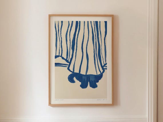 Sneaky Cat 03 Blue Eclectic Art Print