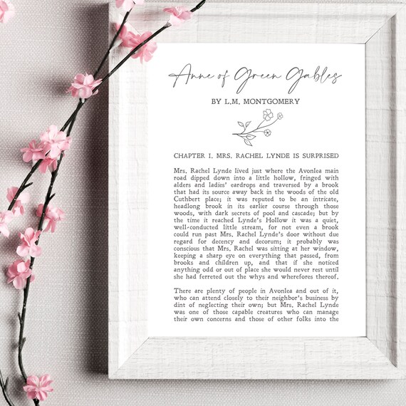 Anne Of Green Gables LM Montgomery Chapter One Book Page Poster