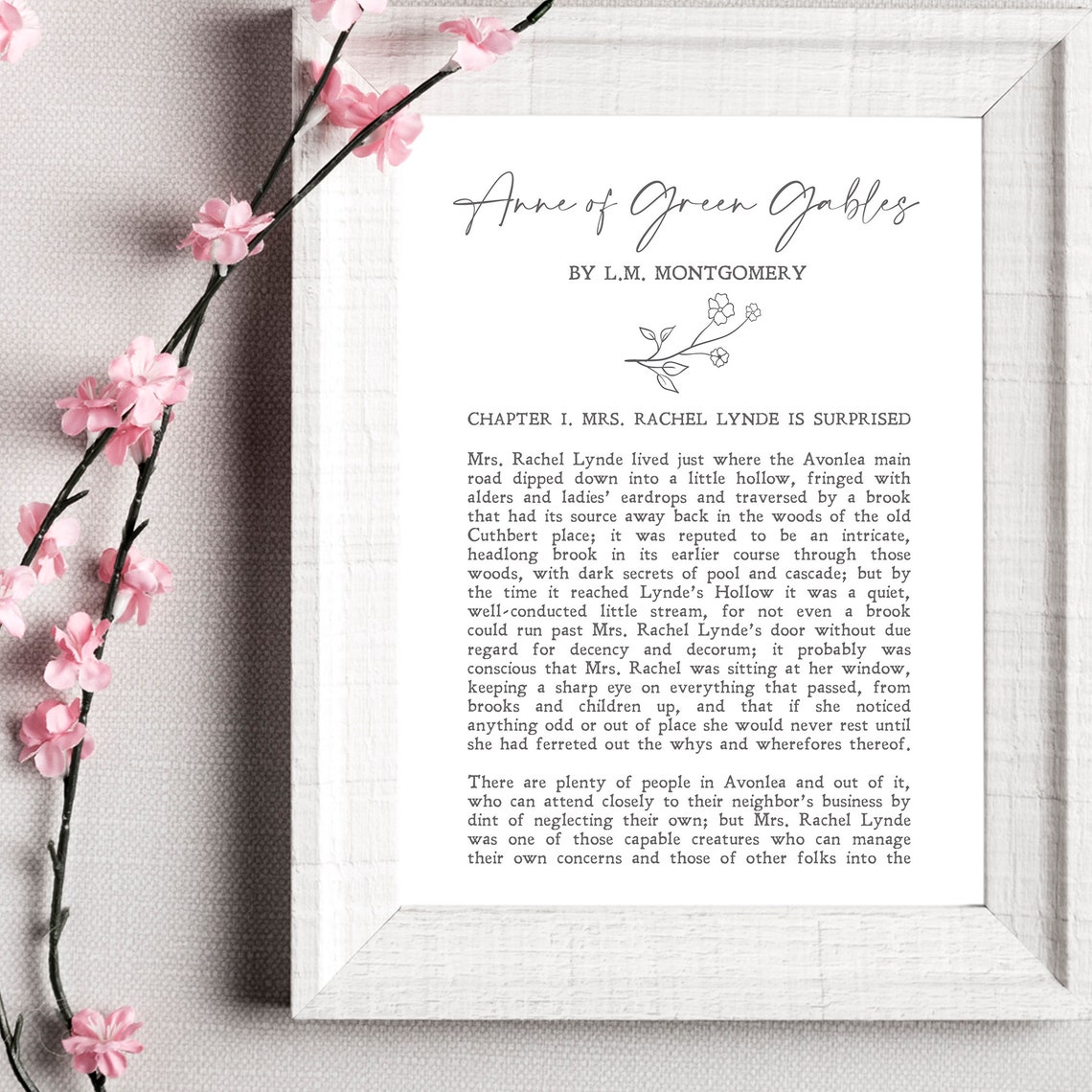 Anne Of Green Gables LM Montgomery Chapter One Book Page Poster