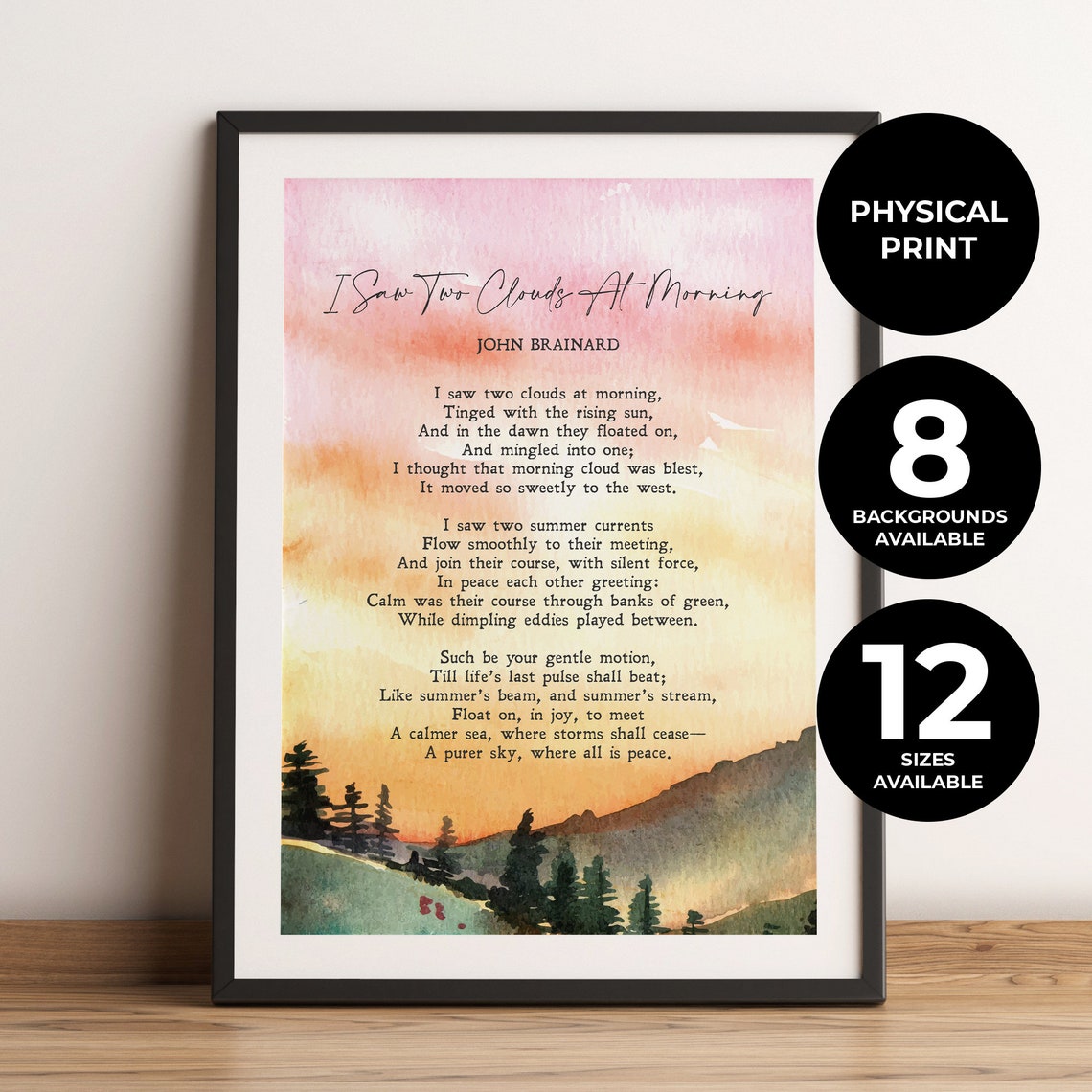 John Brainard I Saw Two Clouds At Morning Poem Watercolor Poster
