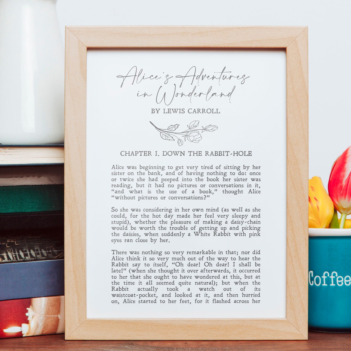 Alice's Adventures in Wonderland Lewis Carroll Chapter One Literary Poster