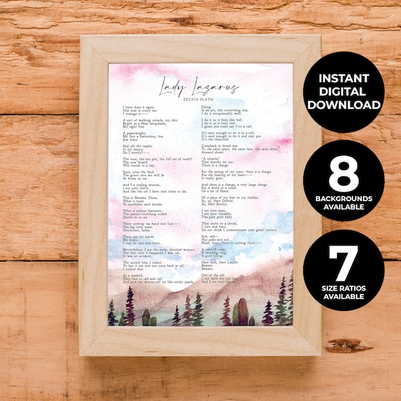 Sylvia Plath Lady Lazarus Poem Watercolor Feminist Literature Print