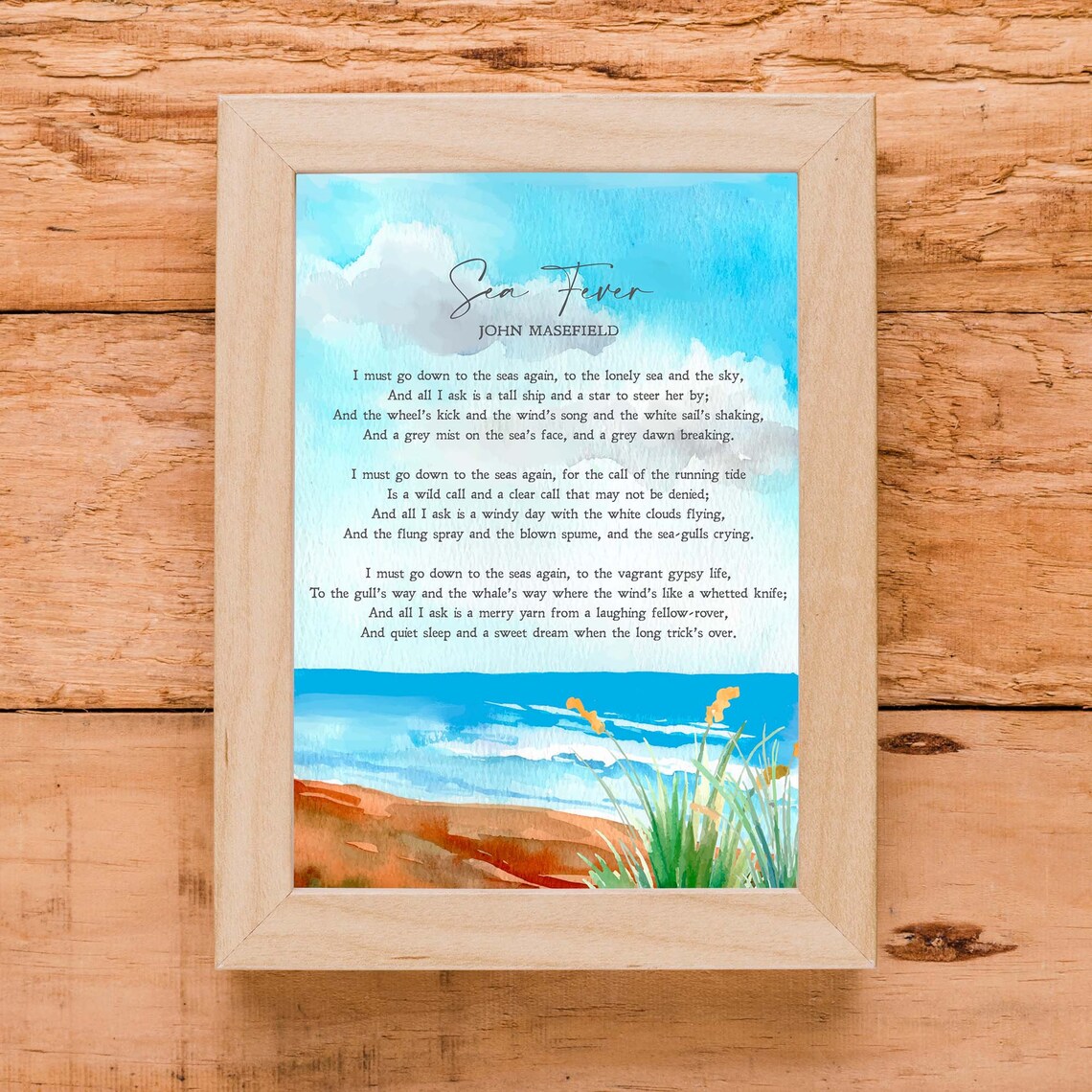 Sea Fever John Masefield Sailing Ocean Poster - Image 2