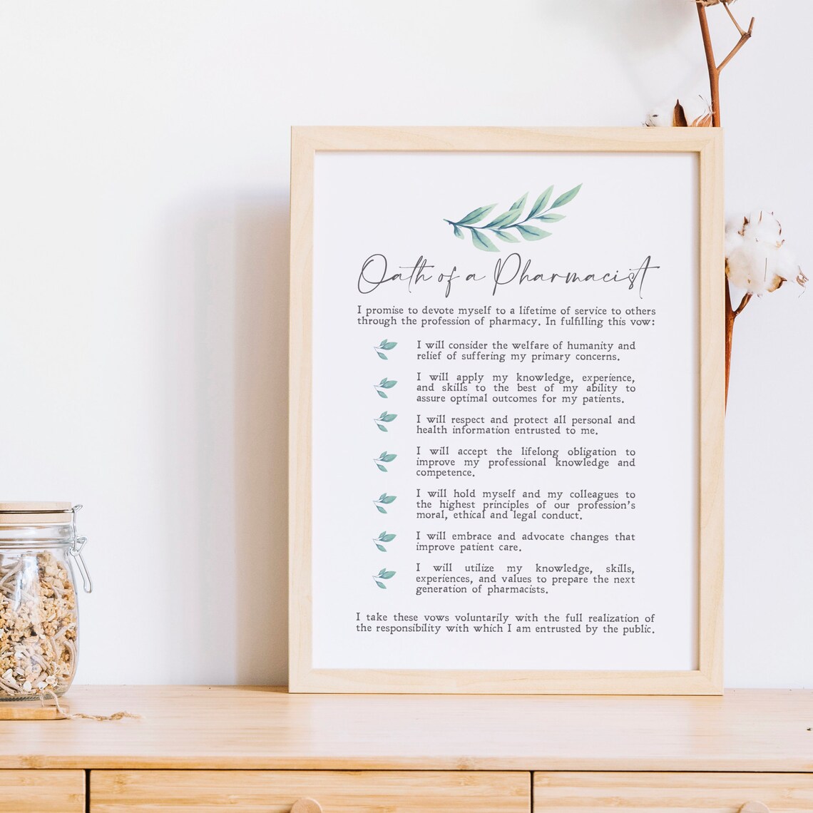 Oath Of A Pharmacist Colored Pharmacist Gift Inspiration Wall Art Minimalist Print Frontliner Motivation Instant - Image 3