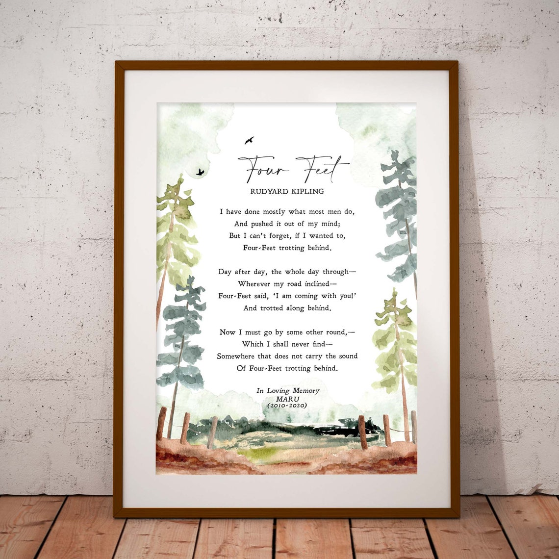 Four Feet Rudyard Kipling Dog Memorial Poem Watercolor Print - Image 2