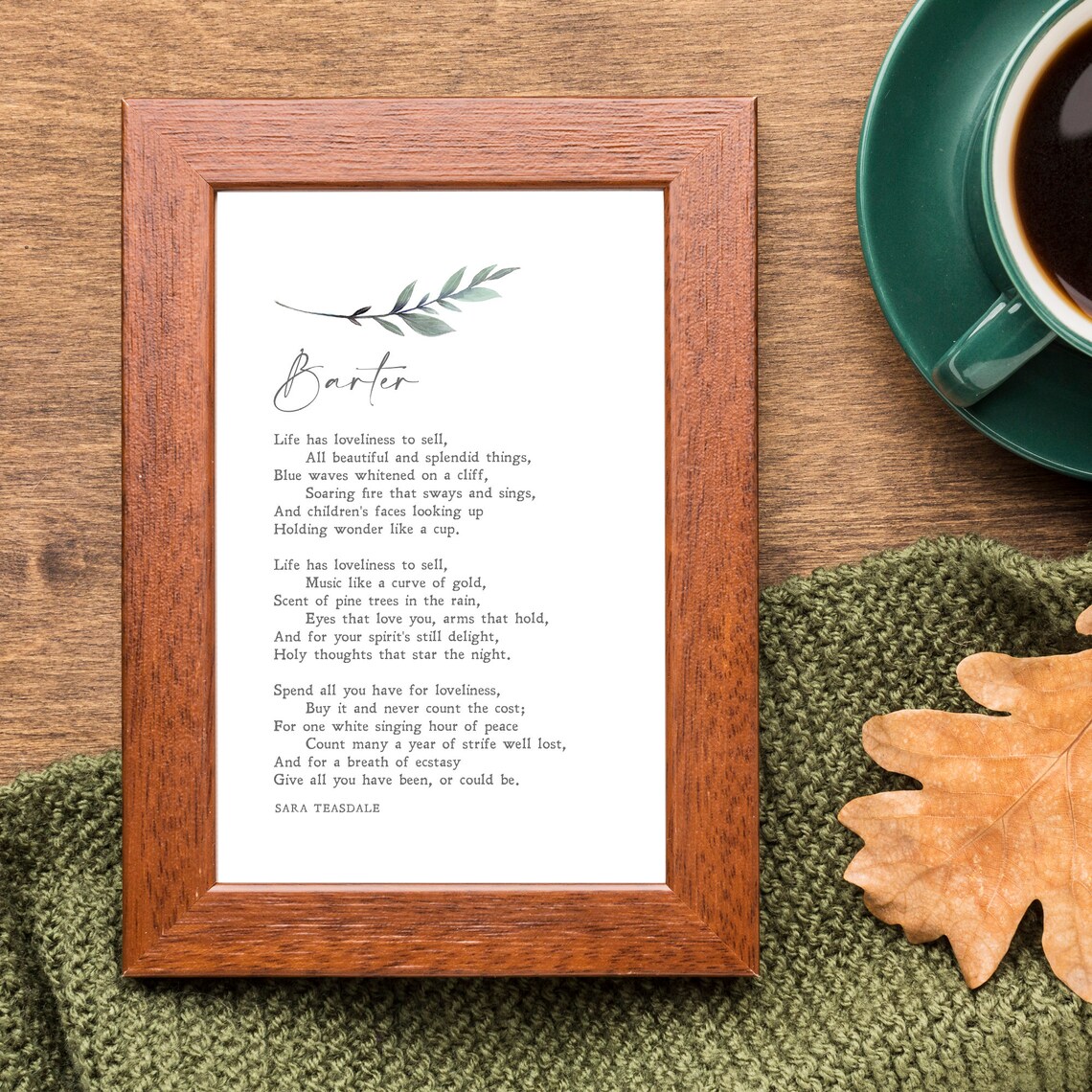 Barter by Sara Teasdale, Minimalist Quote Art Print - Image 2
