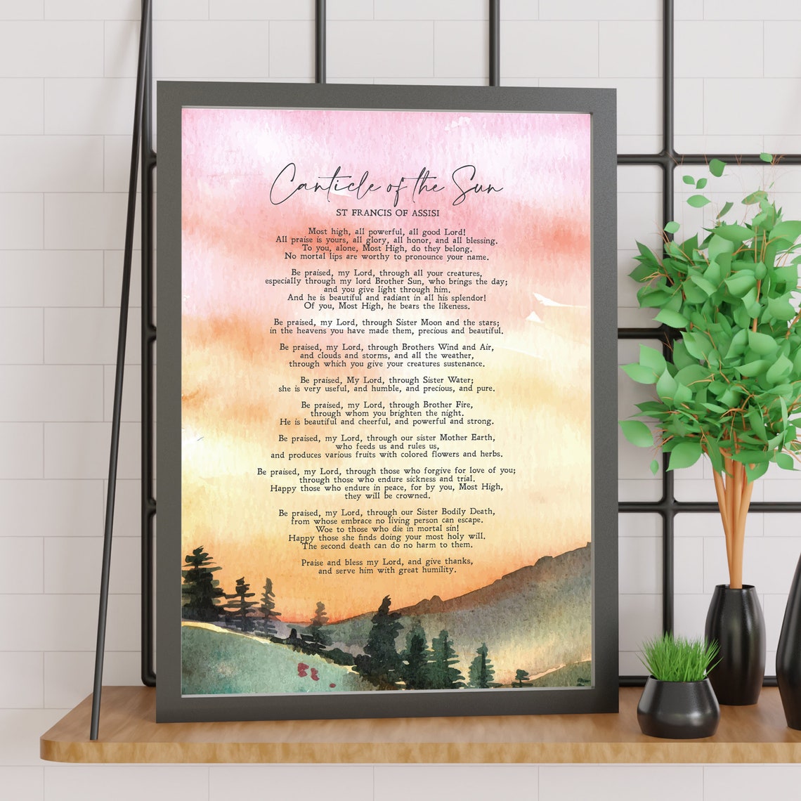 Canticle Of The Sun St Francis Assisi Prayer Sunset Hills Poster - Image 2