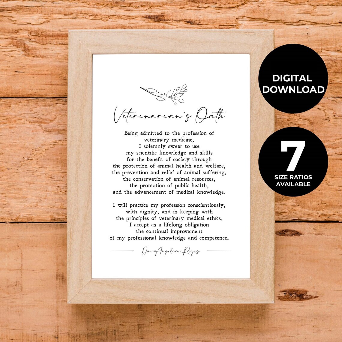 Personalized Veterinarian's Oath Minimalist Art Print
