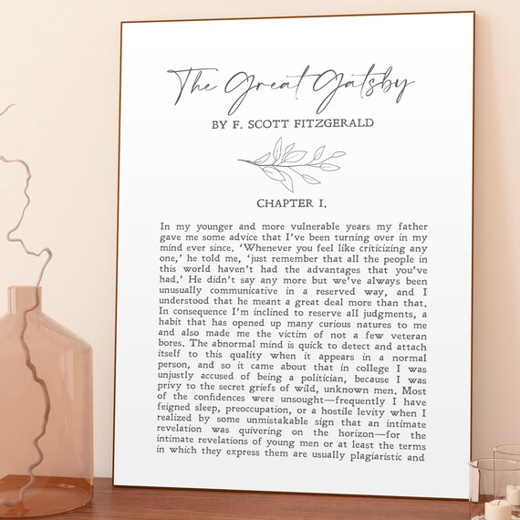 The Great Gatsby Chapter I Literary Excerpt Minimalist Branch Poster