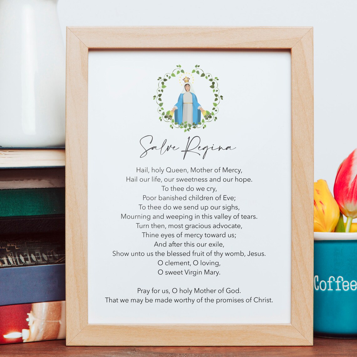 Salve Regina Christian Prayer, Mother's Day Art Print - Image 2