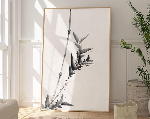 Katsushika Hokusai Bamboo Stalk Black Ink Japanese Minimalist Zen Wall Poster
