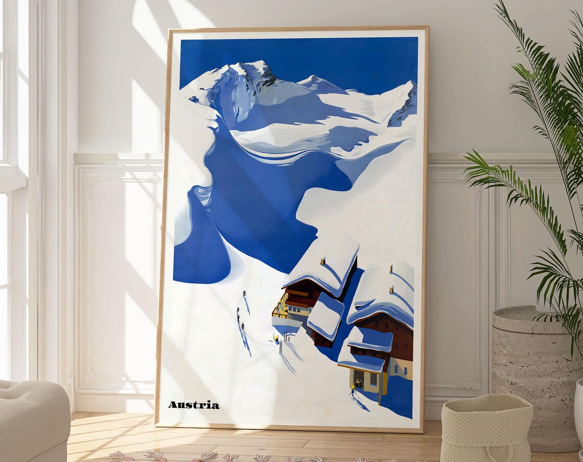 Austria Alps Travel Poster, Mountain Landscape