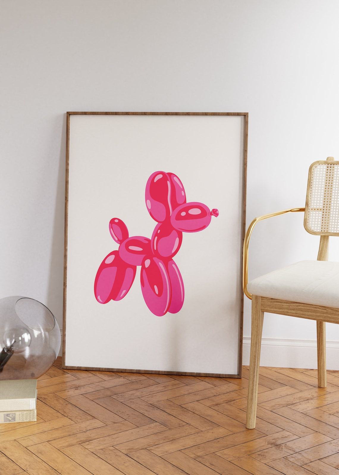 Hot Pink Balloon Dog Cute Retro Pop Art Fun Style Decor Poster