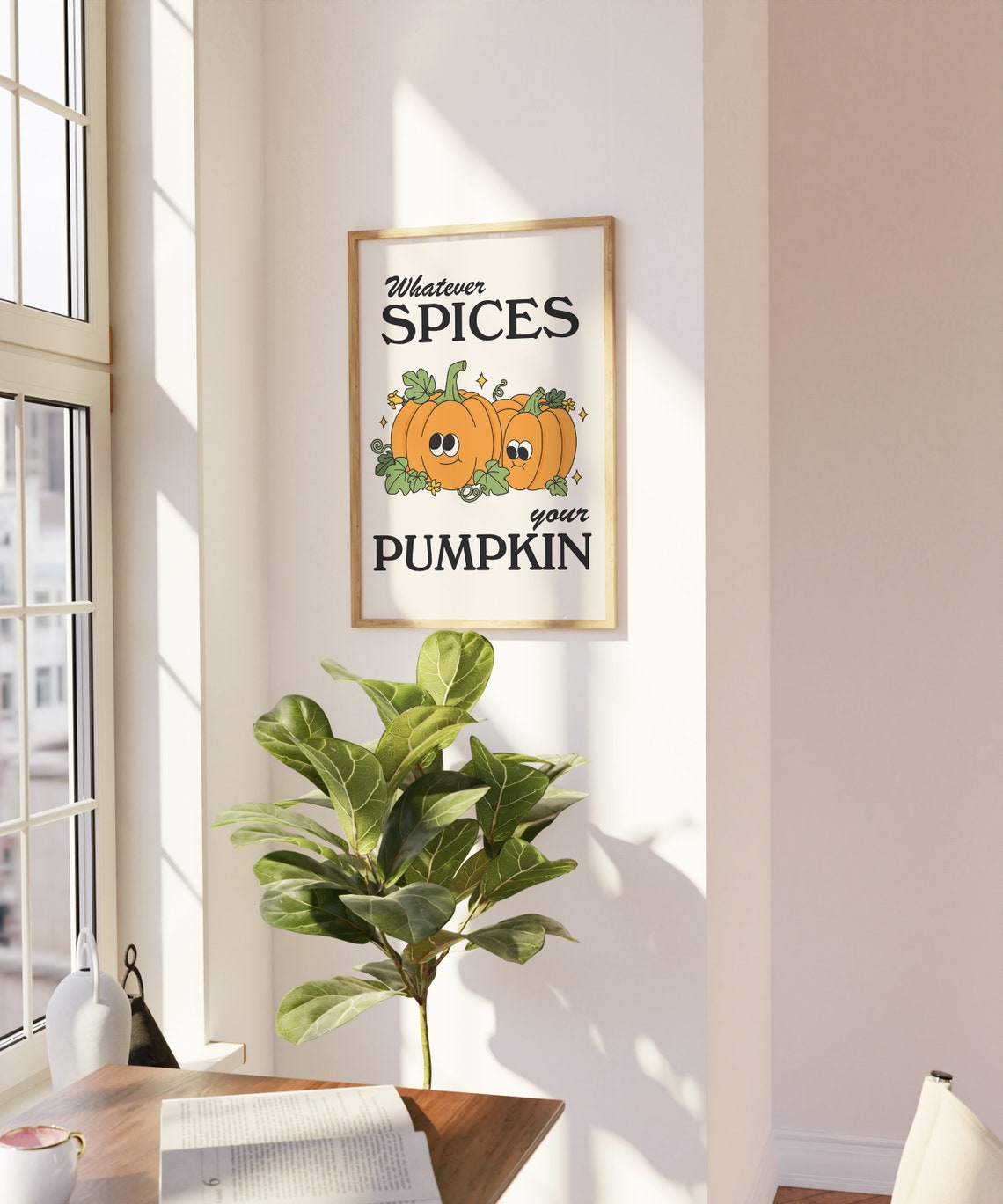 Whatever Spices Your Pumpkin Cute Fall Retro Quote Decor Poster - Image 2