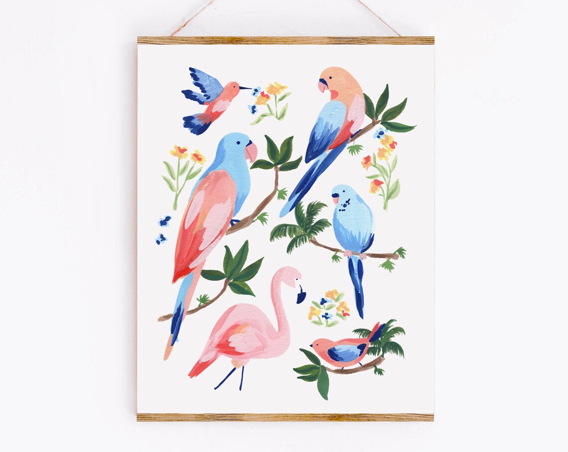 Jungle Birds II Wall Art Illustration Poster - Image 3