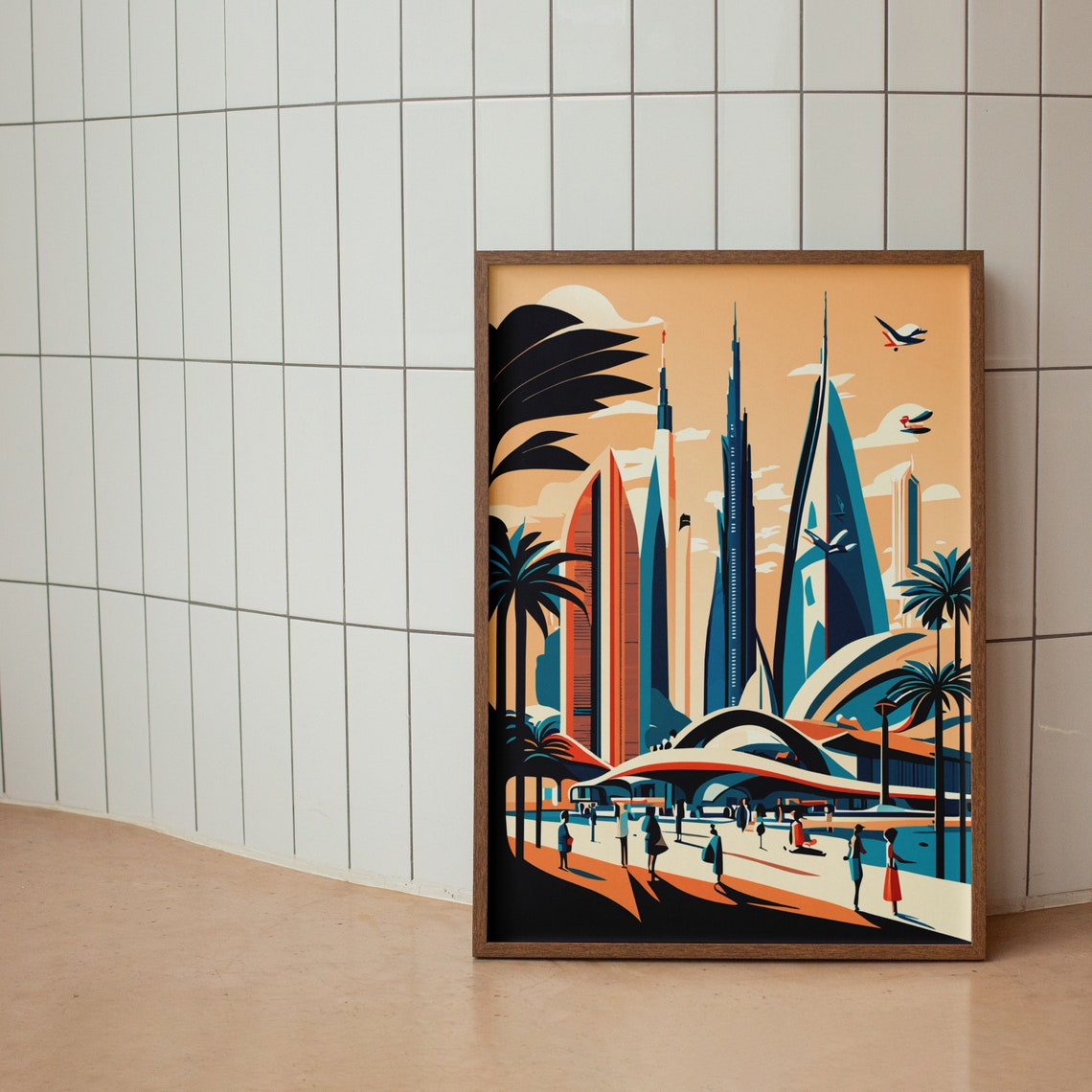 Dubai Travel Poster City View Illustration Colorful Travel Print Landscape Print Gold Of The Desert Wall Art - Image 2
