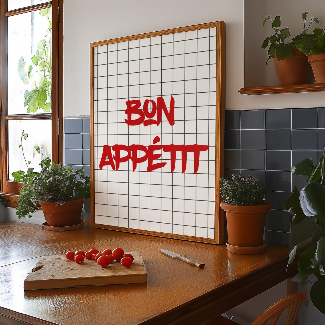 Classic Red Bon Appetit French Quote Modern Typography Wall Art - Image 3