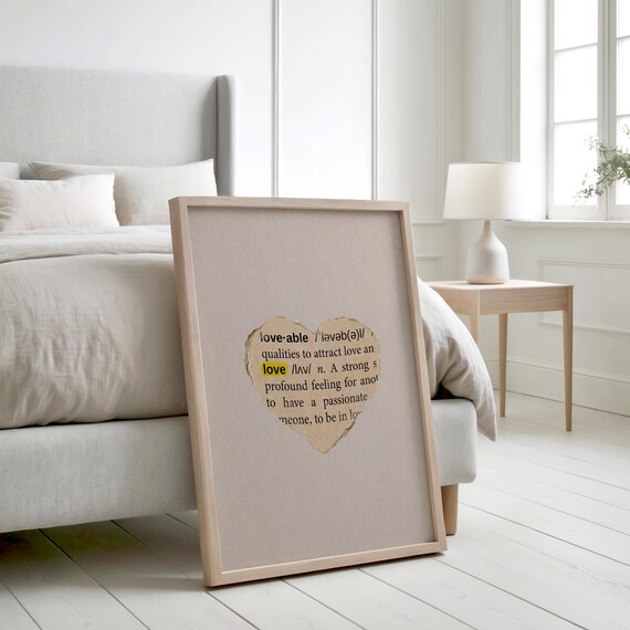 Definition Of Love Heart Print Minimalist Typography Art