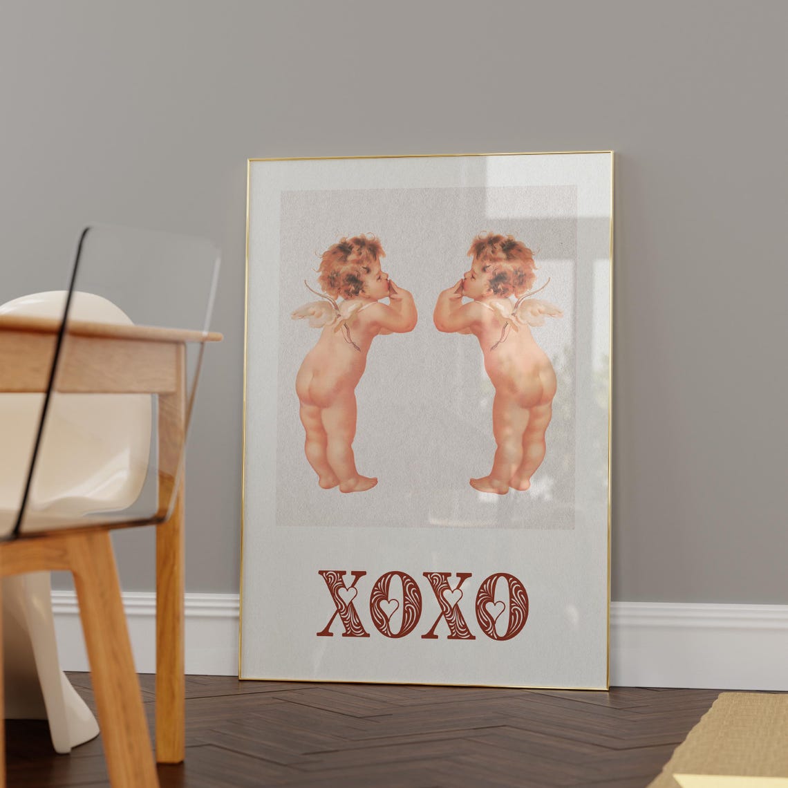 Xoxo Cute Angels Print Minimalist Valentines Day Decor Valentines Day Romantic Wall Art Retro Wall Decor Typography Art - Image 6