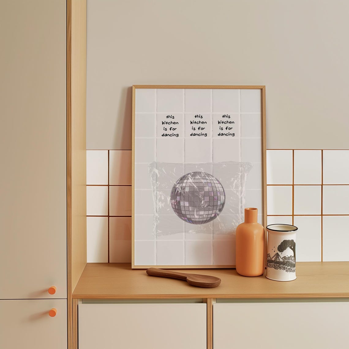 This Kitchen Is for Dancing Disco Ball Retro Party Kitchen Poster - Image 4