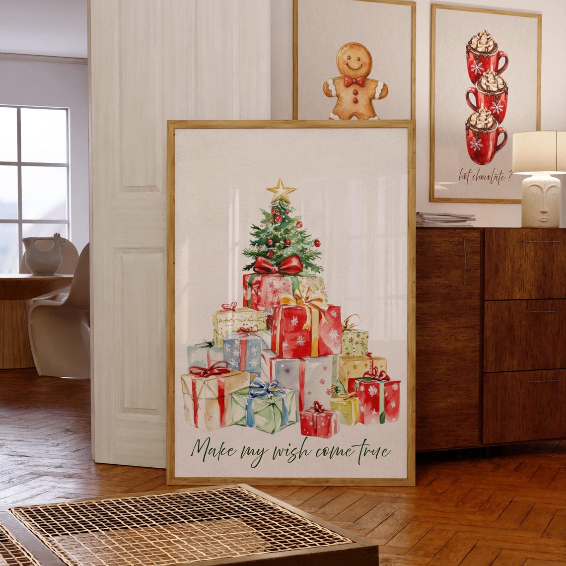 Christmas Tree With Gifts Make My Wish Come True Wall Poster