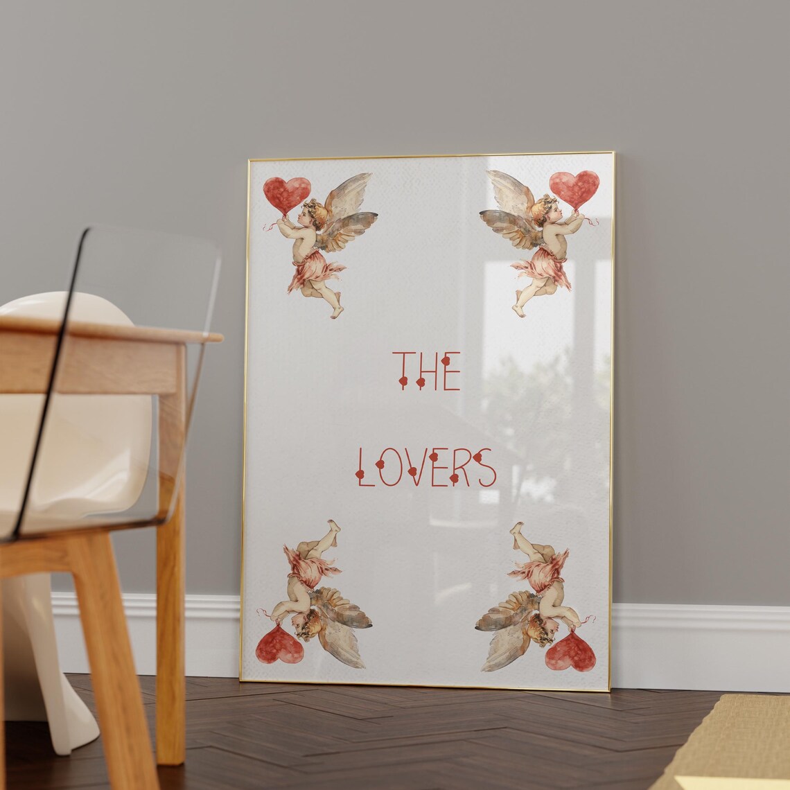 The Lovers Vintage Cherub Angels Romantic Couple Wedding Wall Art - Image 6