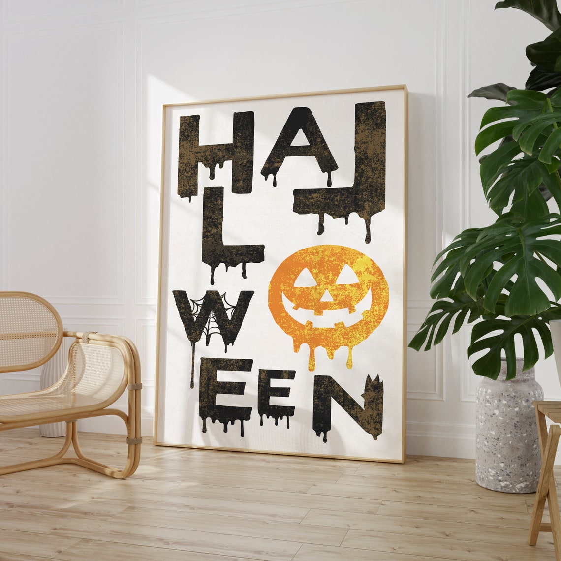 Halloween Dripping Letters Jack O Lantern Spooky Vintage Style Poster - Image 4