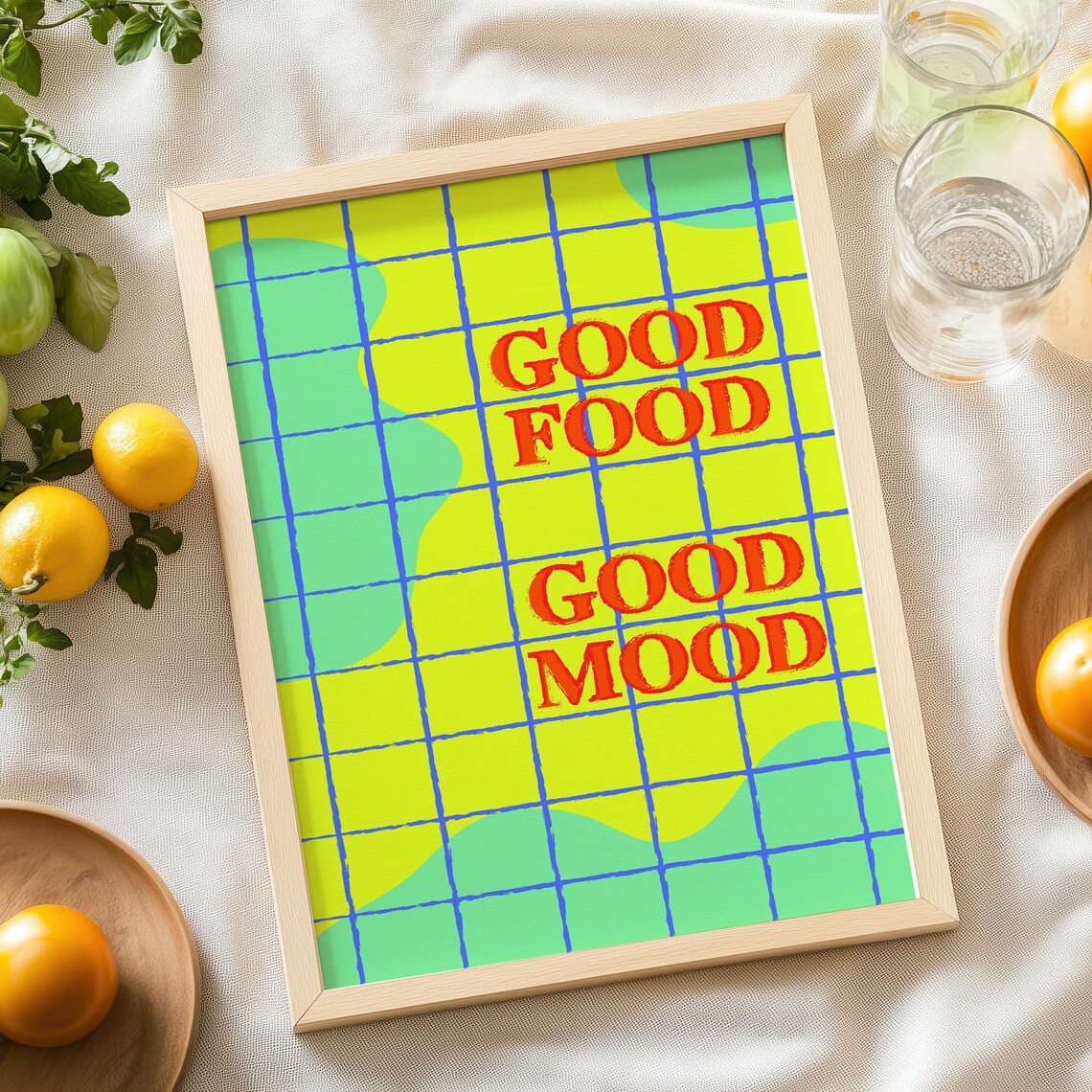 Bold Good Food Good Mood Retro Pop Art Typography Kitchen Poster - Image 9