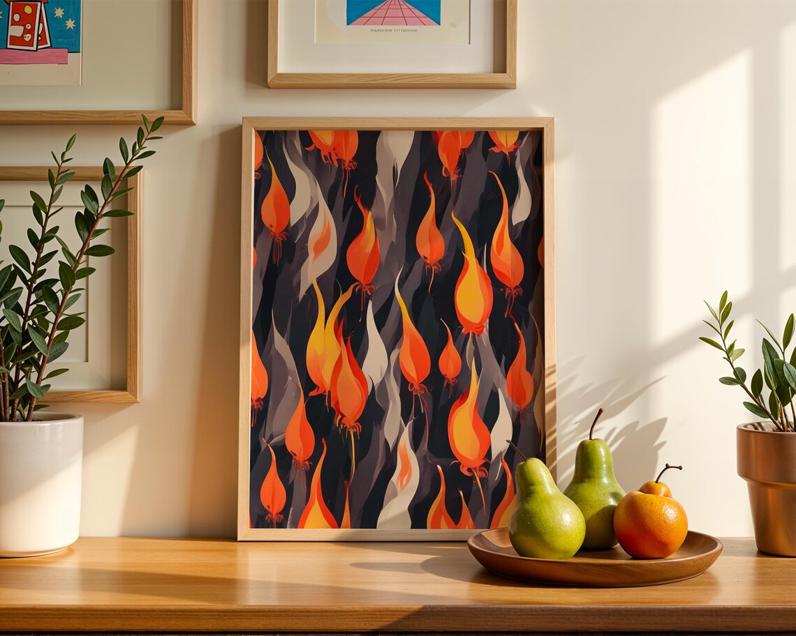 Abstract Flame Modern Fire Pattern Illustration - Image 2