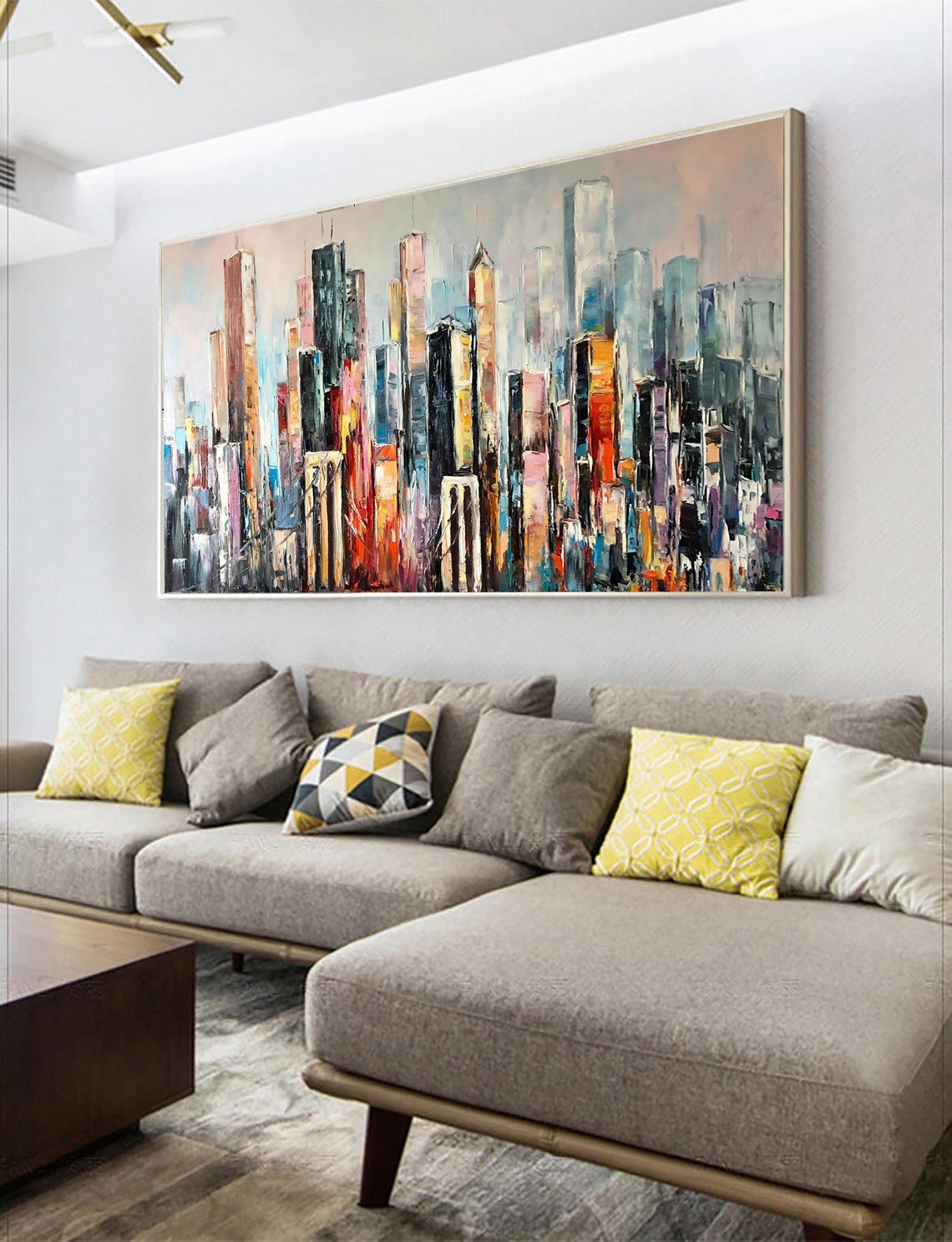 Large New York City Abstract Painting Urban Cityscape Painting Extra Large Nyc Modern Wall Art Decor City Skyline Abstract Oil Painting - Image 2