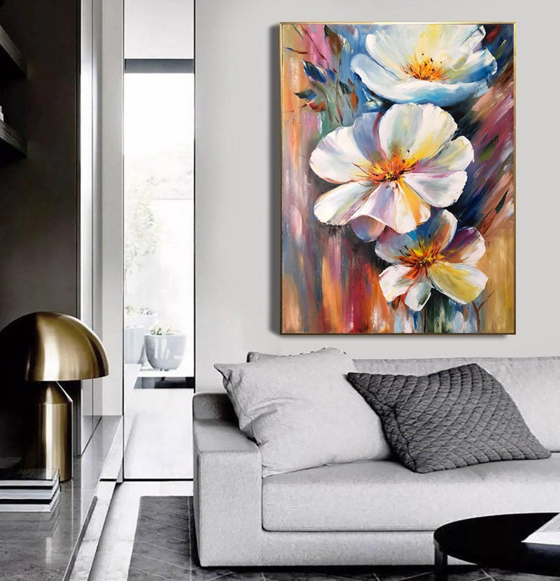 Abstract Flowers Contemporary Painting Oil Painting Flower Painting Bathroom Art Floral Painting Original Wildflowers Artwork - Image 3