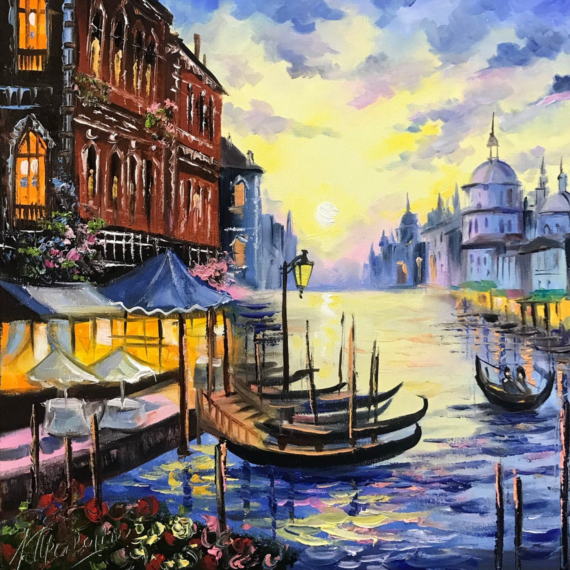 Venice Canal Gondola Domed Church Blue Water Bright Italy Day Poster - Image 2