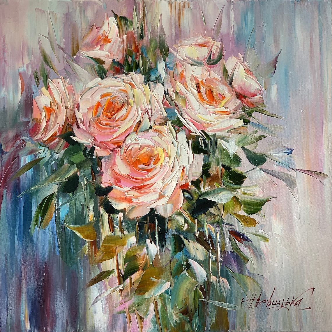 Abstract Rose Painting, Floral Oil-Style Art Print