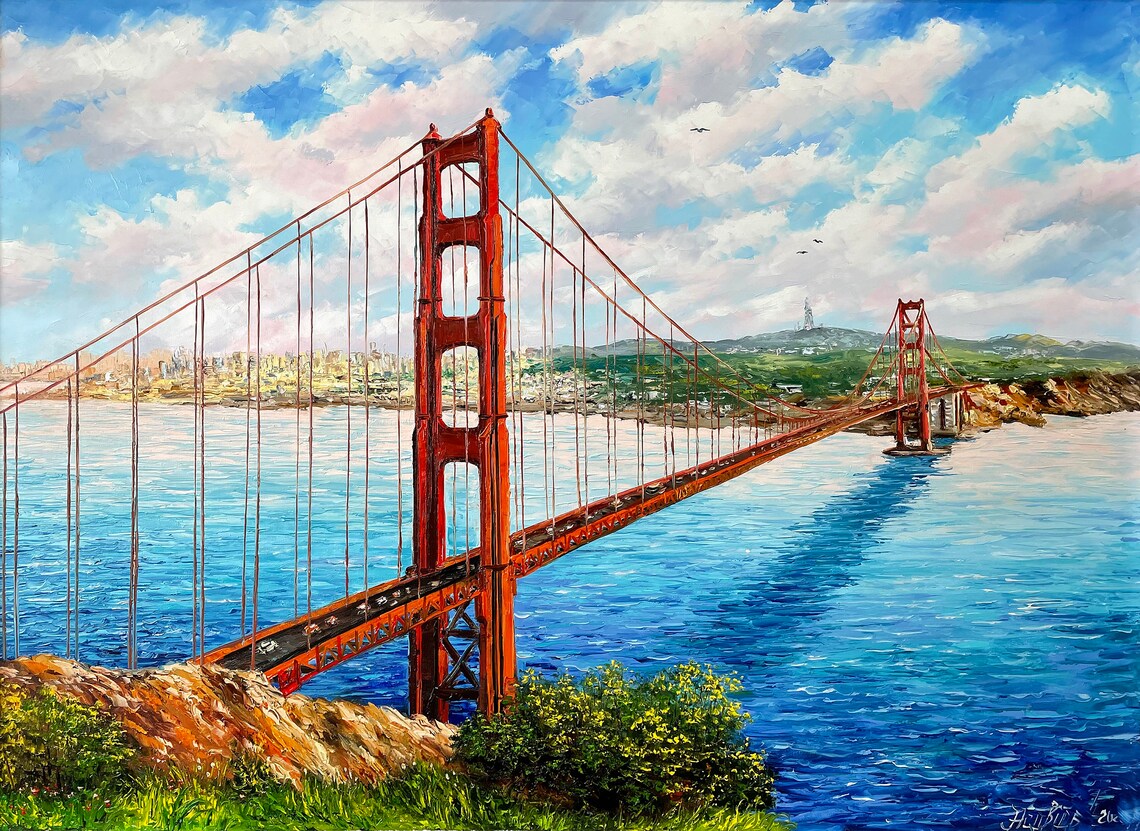 Golden Gate Bridge San Francisco California Sunny Bay Art Poster