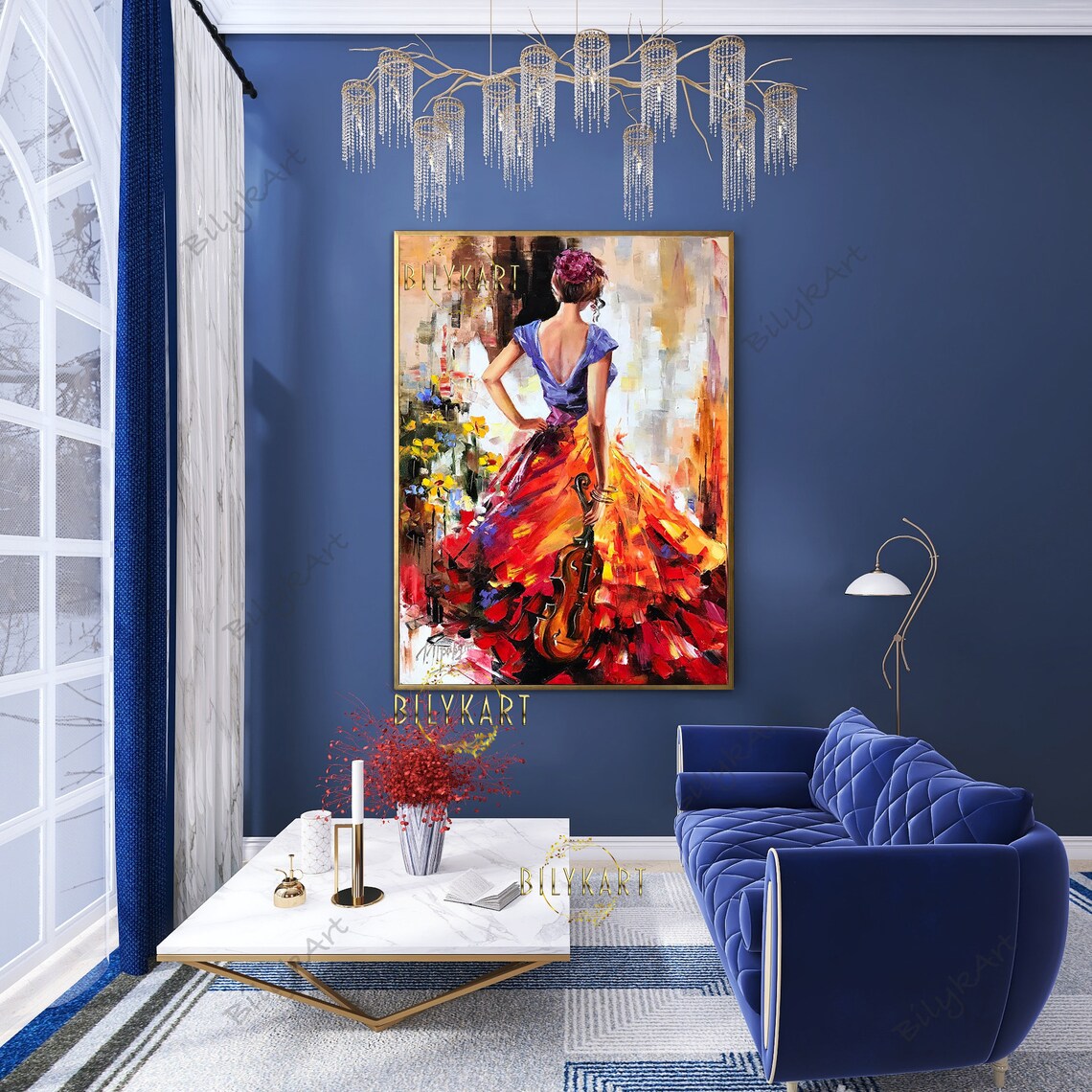 Violinist Abstract Woman Music Art Poster Print - Image 2