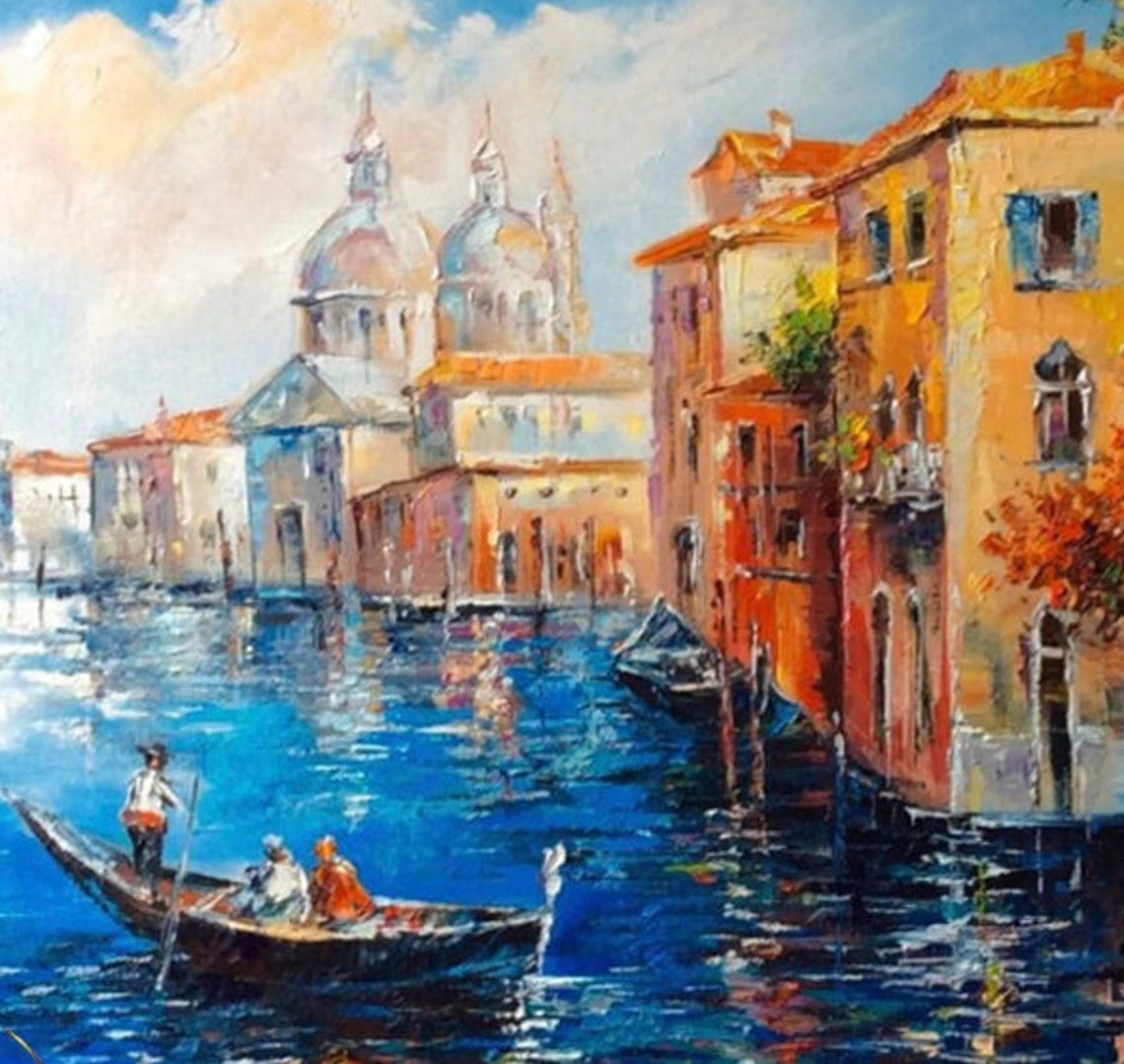 The Grand Canal Venice Painting On Large Italian Wall Painting Venetian Wall Art Italian Cityscape Oil Painting Of Venice Italy Art - Image 3